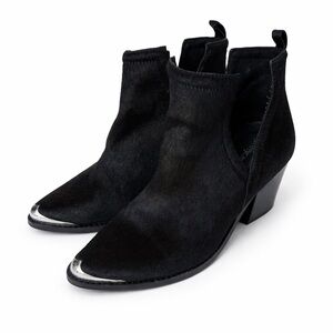 Jeffrey Campbell Cromwell Ankle Boots Black Size 8.5 Western Rodeo Cow Hair